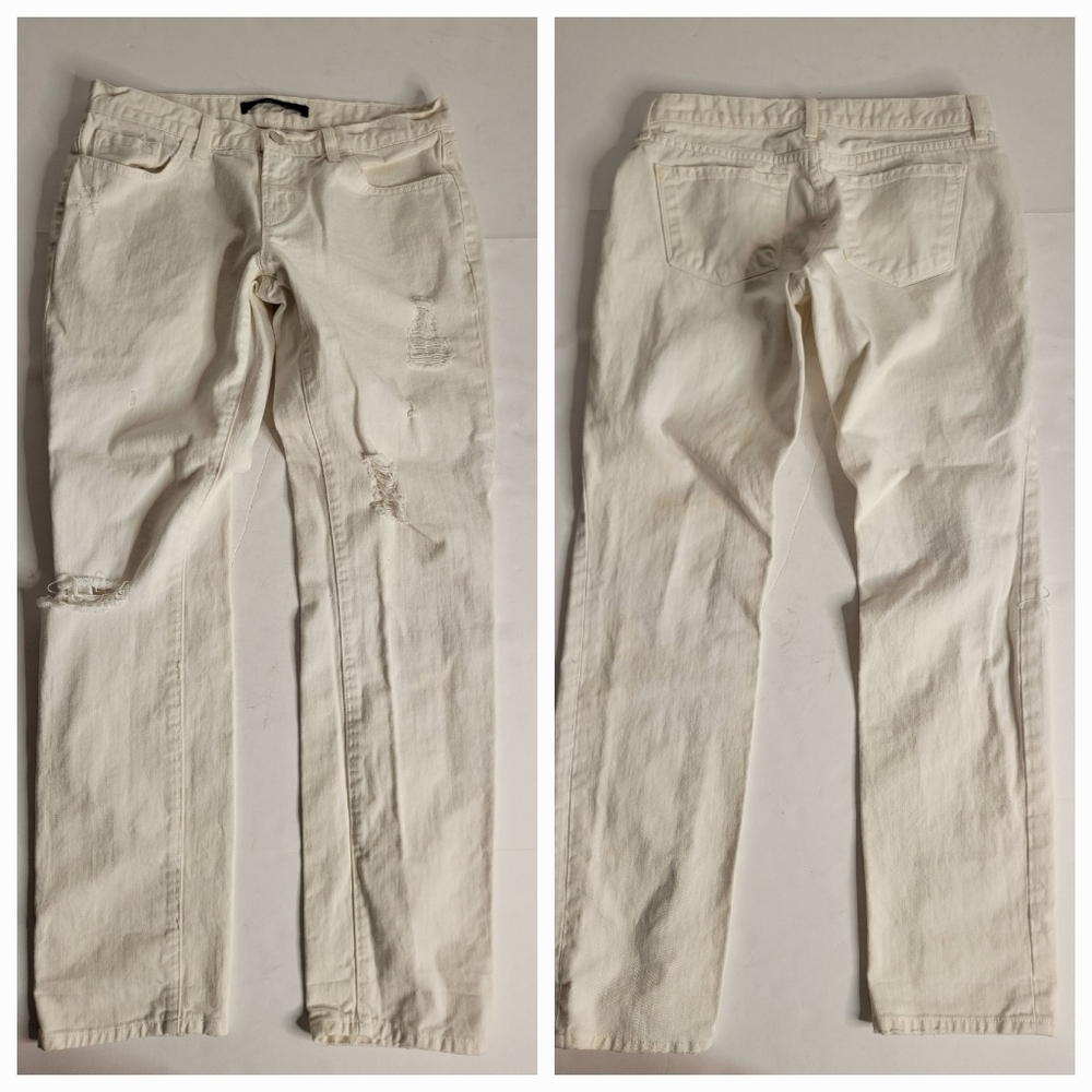 J Brand Aidan Boyfriend Jean Sz 26 White Distressed Destroy